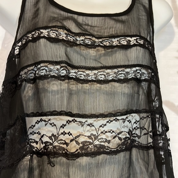Lace Inset Ruffled Bottom Sheer Top - Picture 3 of 6